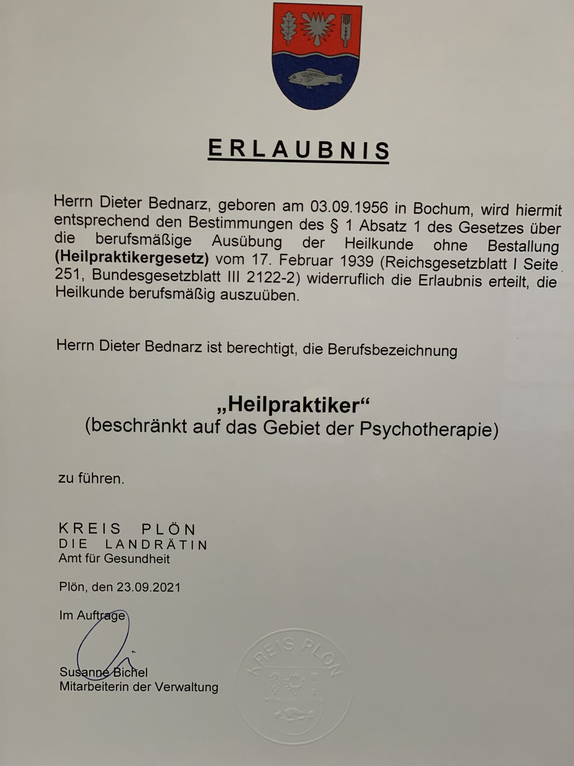 ERrlaubnis Heilpraktiker Urkunde Plön Kopie 3